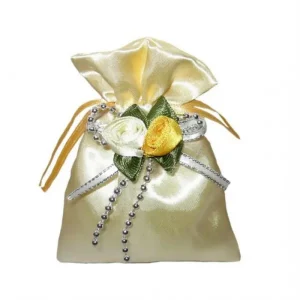 Satin Wedding Favors Bags with Double Rosettes